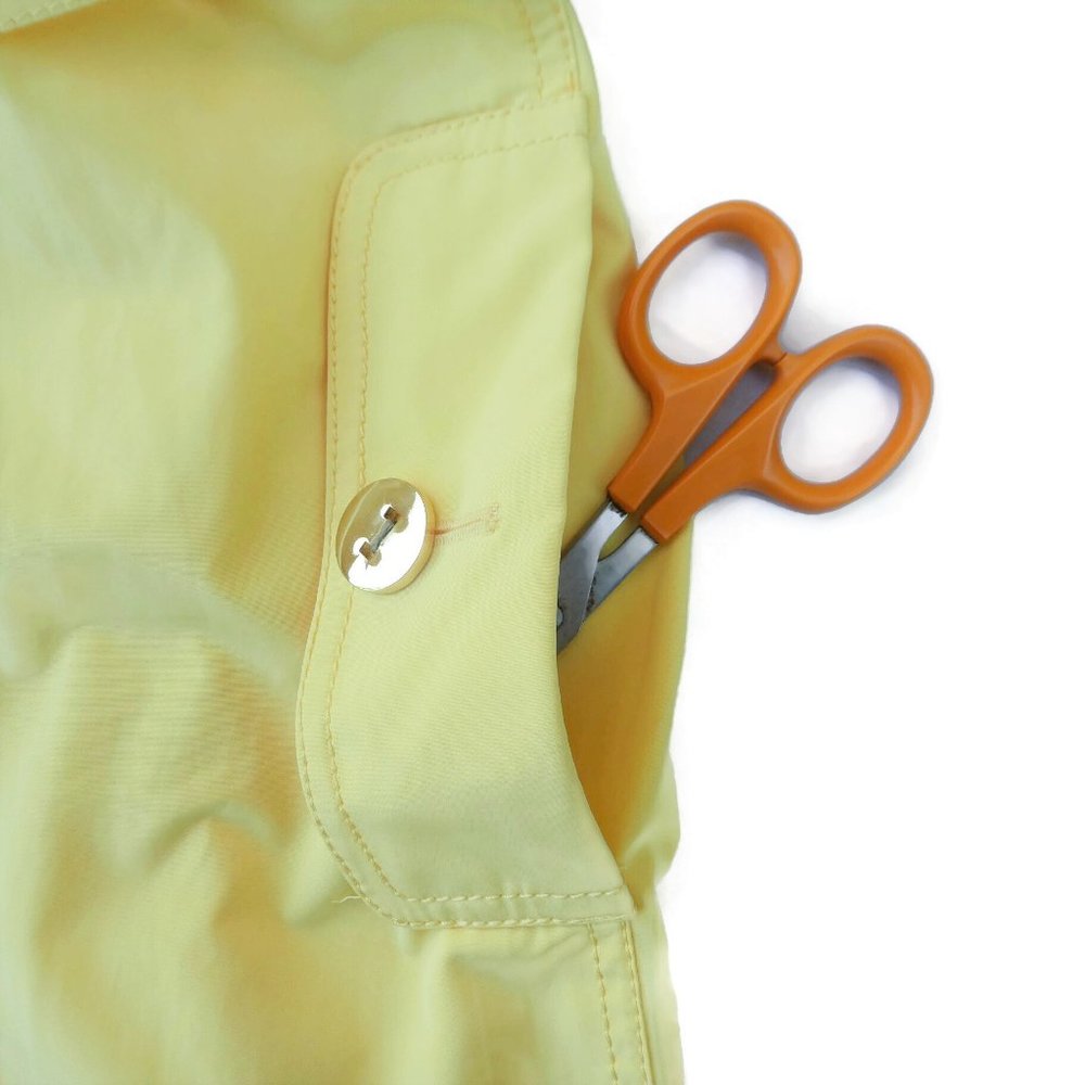 Worth New York Designer Yellow Trench Coat Double Breasted Belted Back Cape USA - Picture 7 of 14